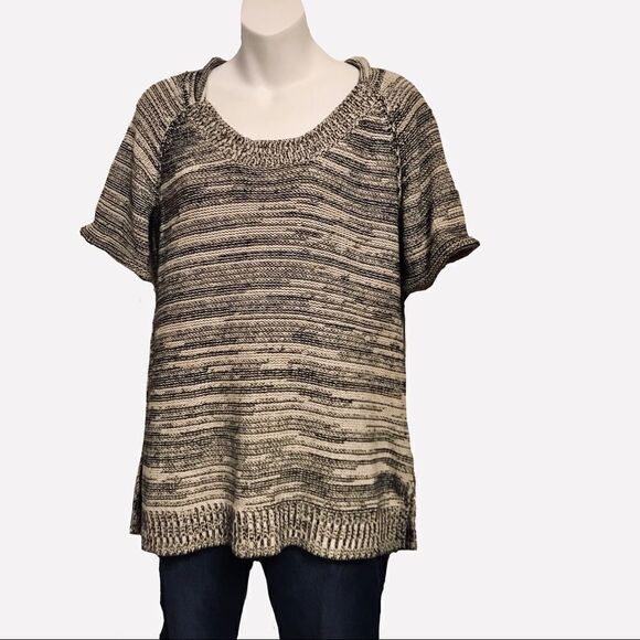 CAbi Style 973 Marled Short Sleeve Neutral Sweater Tunic Gray Medium - Picture 4 of 16